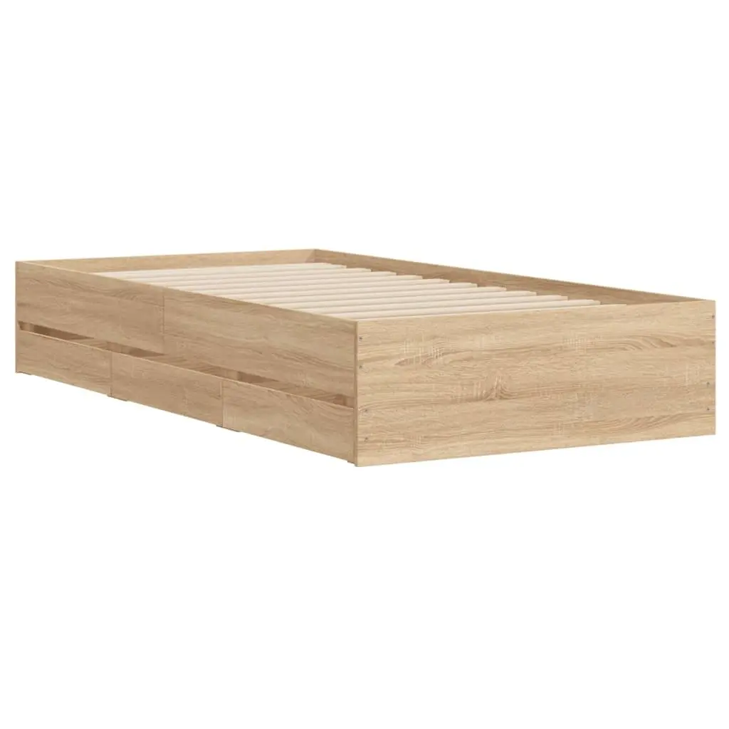 Bed Frame with Storage, Sonoma Oak Finish