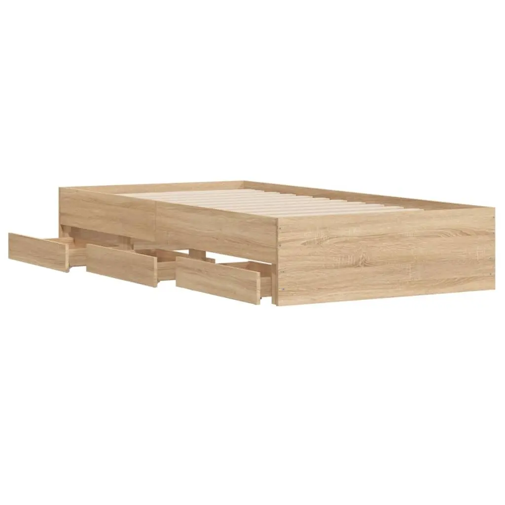 Bed Frame with Storage, Sonoma Oak Finish
