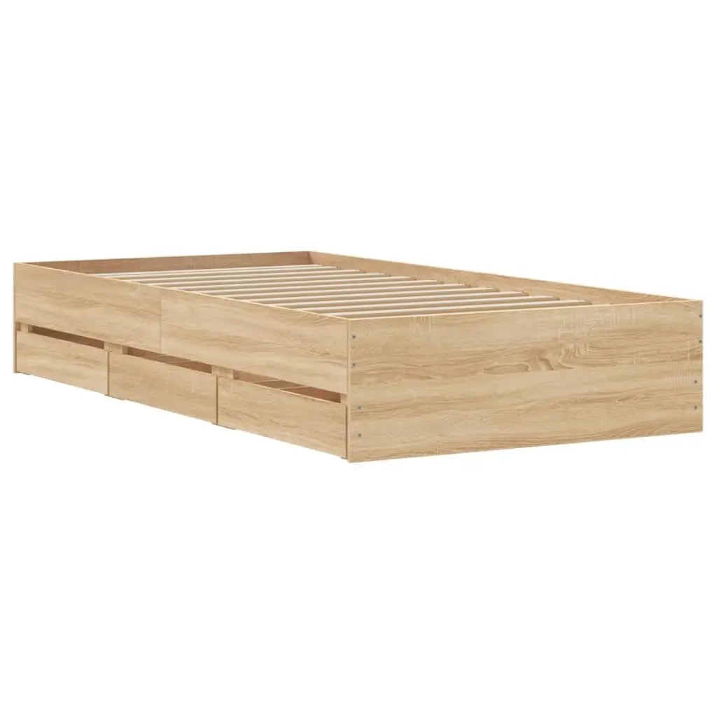 Bed Frame with Storage, Sonoma Oak Finish