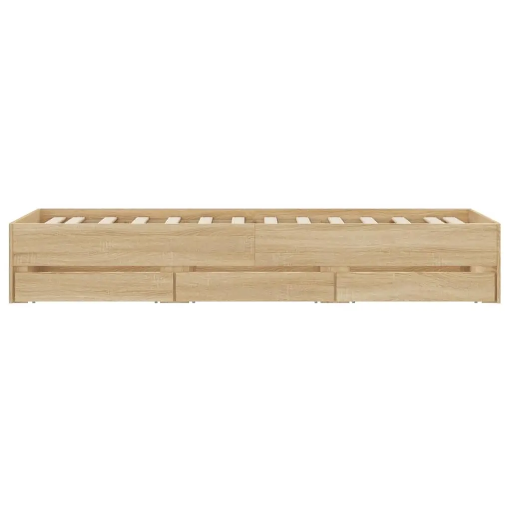 Bed Frame with Storage, Sonoma Oak Finish