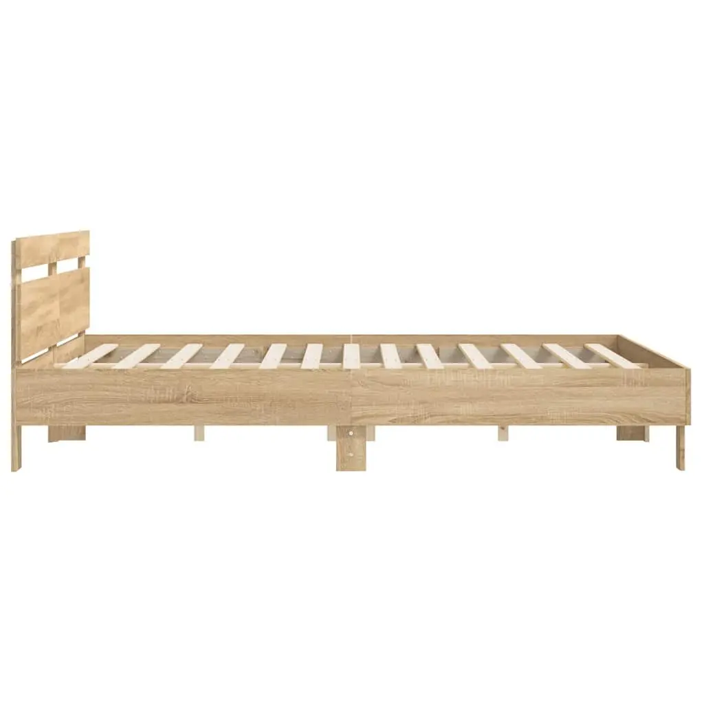 King Bed Frame Sonoma Oak Brown Wooden Bedroom Furniture Durable Engineered Wood