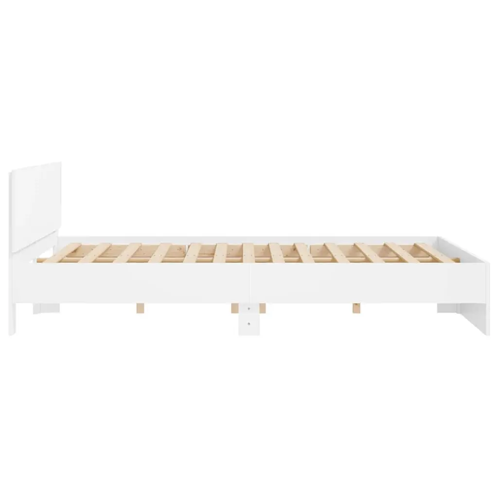 White King Bed Frame with Headboard Slatted Base 183x203 cm for Bedroom
