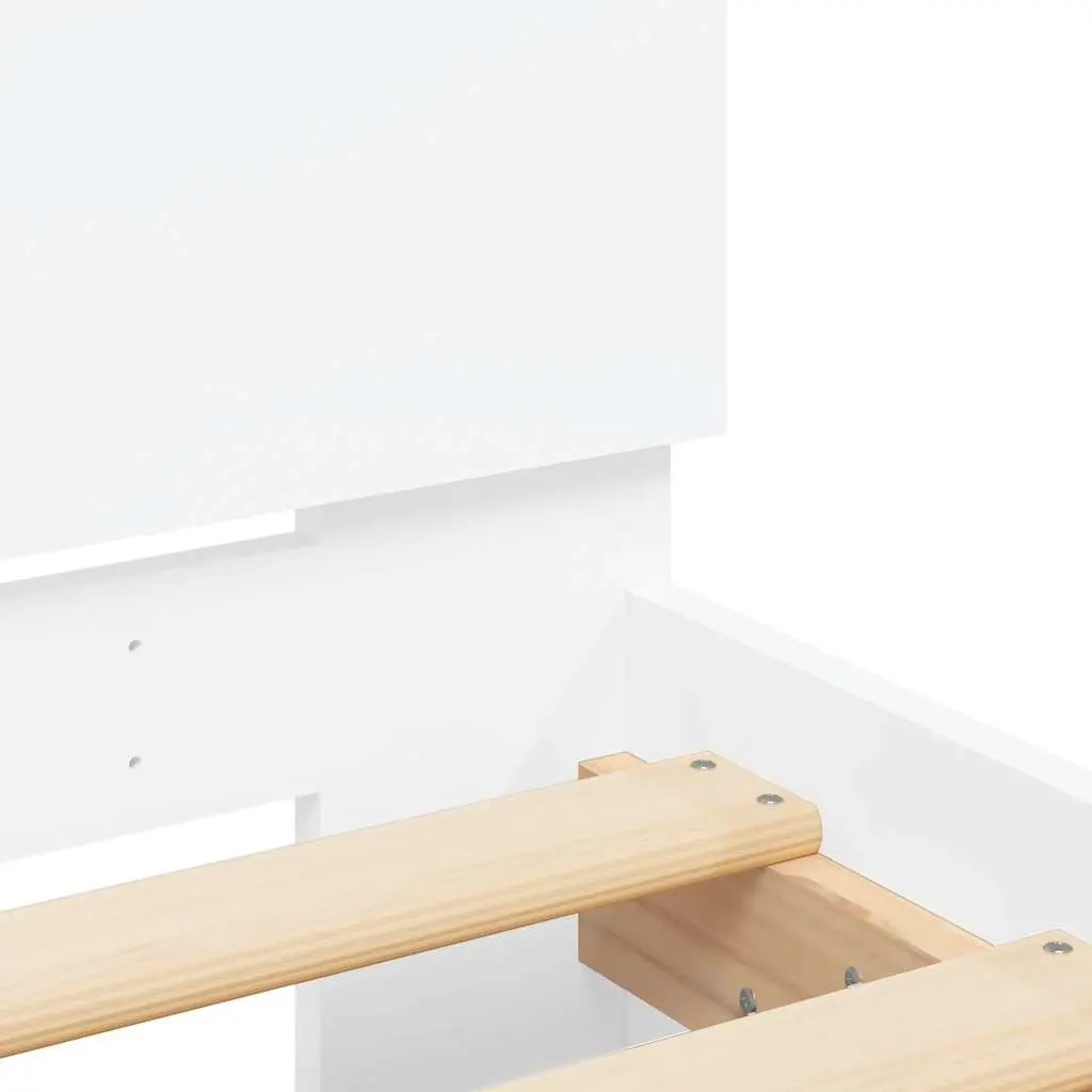 White King Bed Frame with Headboard Slatted Base 183x203 cm for Bedroom