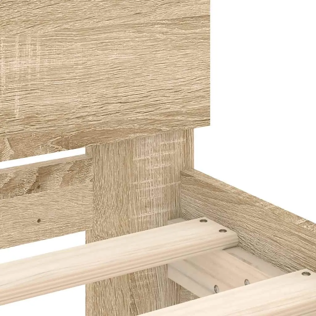 King Bed Frame Engineered Wood Slatted Base 183 x 203 cm Brown