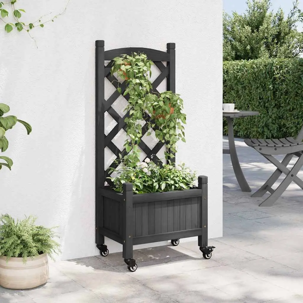 Wooden Planter Trellis for Climbing Plants Black Garden Outdoor