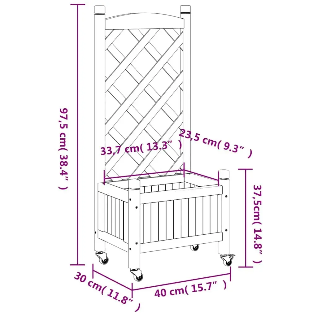 Wooden Planter Trellis for Climbing Plants Black Garden Outdoor
