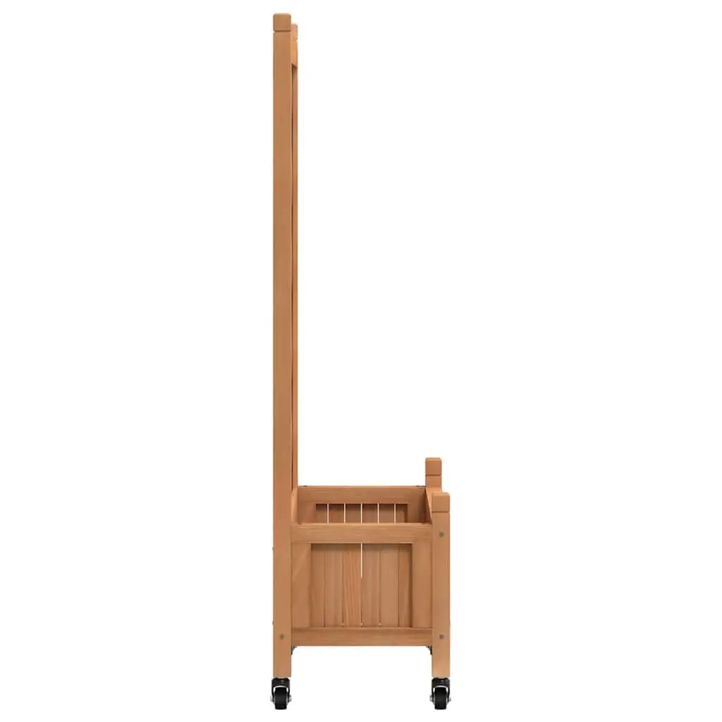 Wooden Planter Trellis for Climbing Plants Brown Fir Garden Patio with Wheels