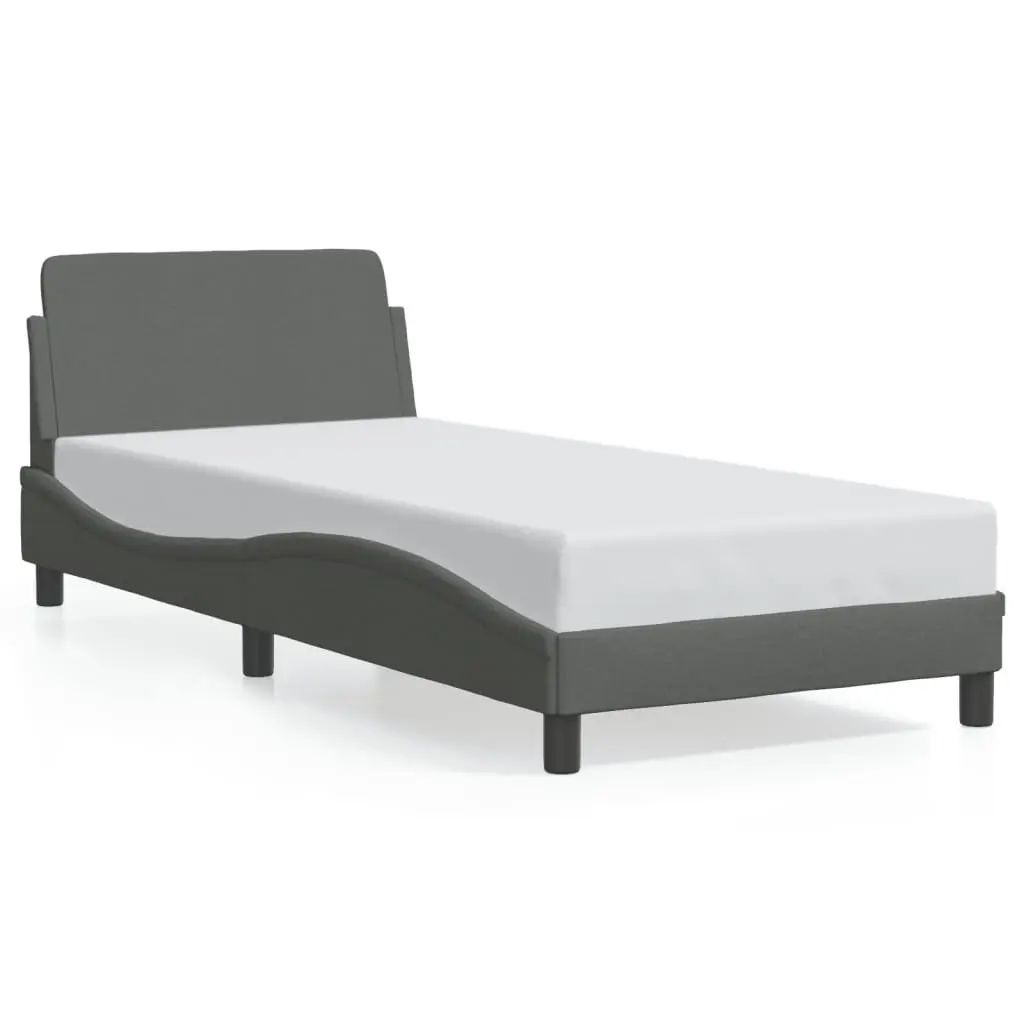 Grey Fabric Bed Frame with Headboard