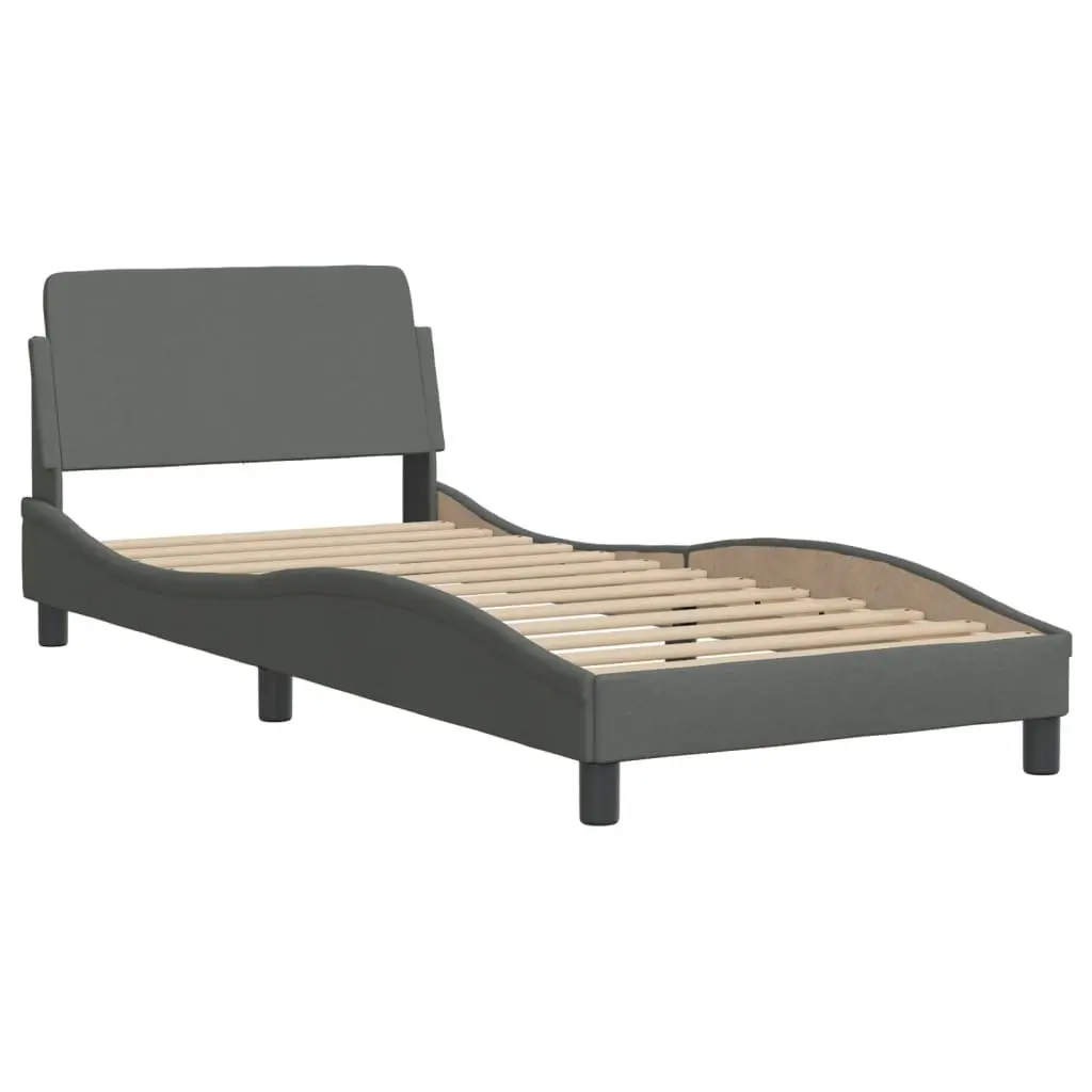 Grey Fabric Bed Frame with Headboard