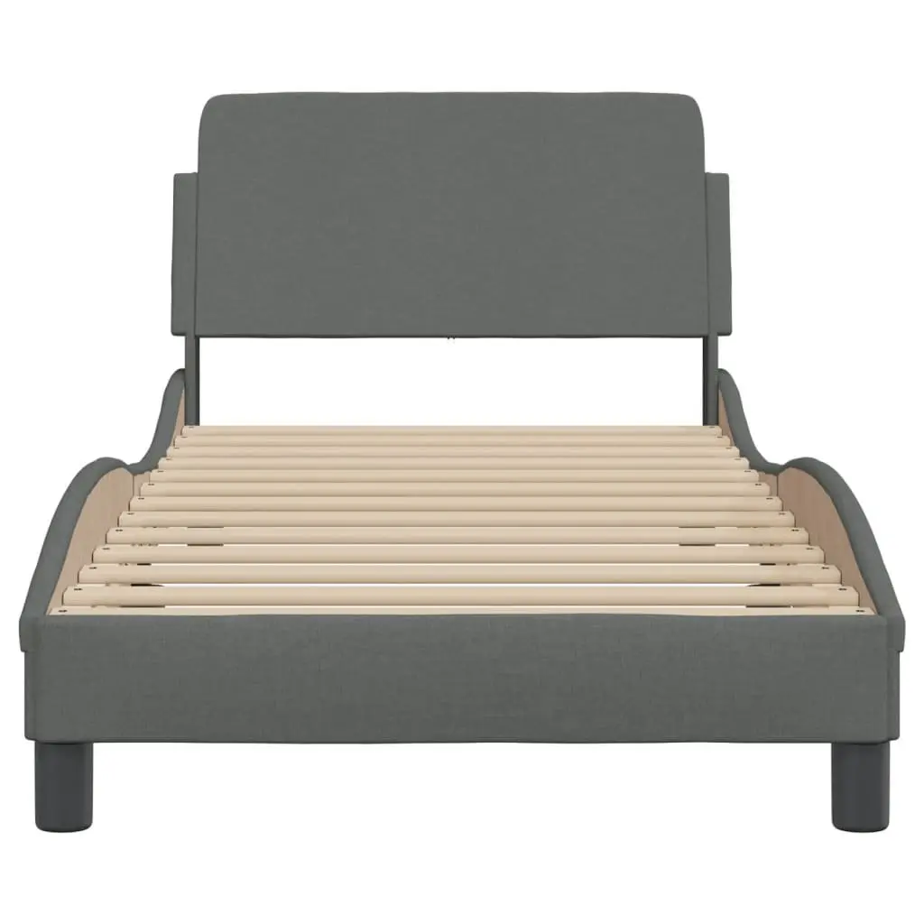Grey Fabric Bed Frame with Headboard