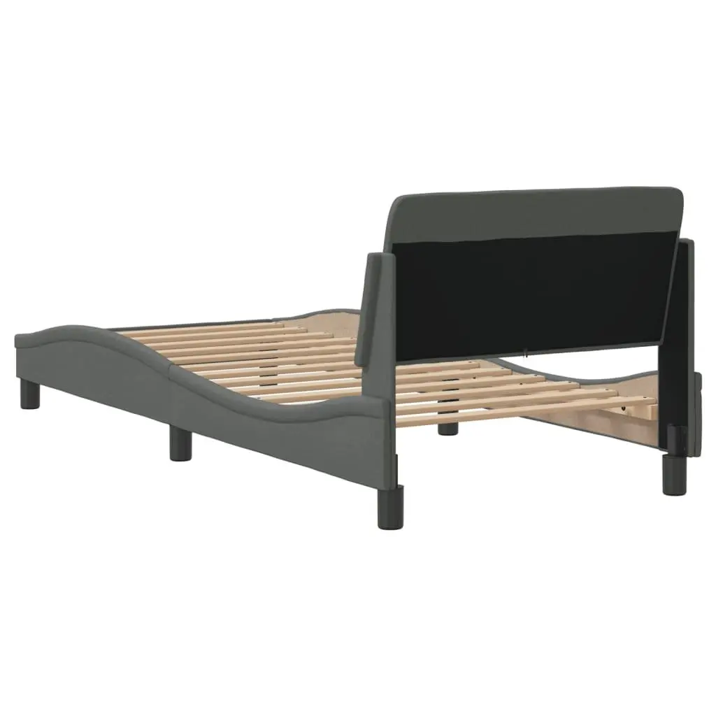 Grey Fabric Bed Frame with Headboard