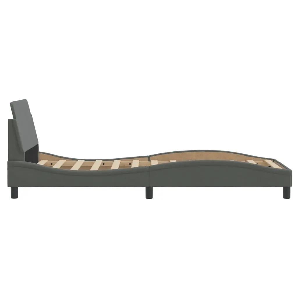 Grey Fabric Bed Frame with Headboard