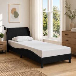 Comfortable Black Bed Frame with Headboard, Great Value
