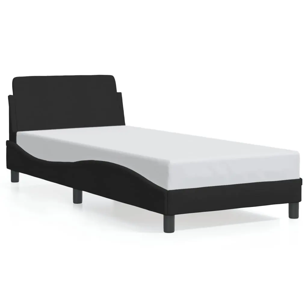 Bed Frame Black Fabric 90x190 cm Bedroom Furniture Slatted Base