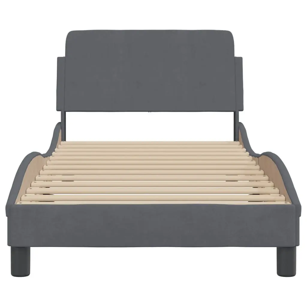 Bed Frame Grey Velvet 90x190 cm Bedroom Furniture Slatted Base