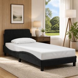 Comfortable and Sturdy 90x190 cm Velvet Bed Frame