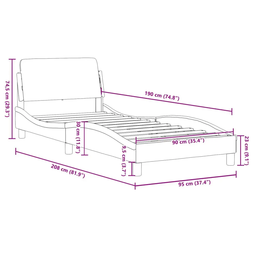Bed Frame with Headboard 90x190 cm Black White Faux Leather Modern Bedroom
