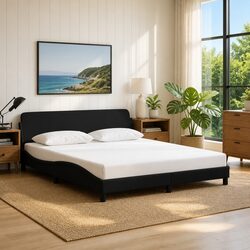 Comfortable Black Fabric King Bed Frame for Restful Nights