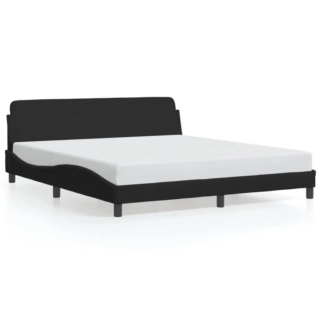 King Size Bed Frame 180x200 cm Black Velvet Headboard Upholstered Bedroom