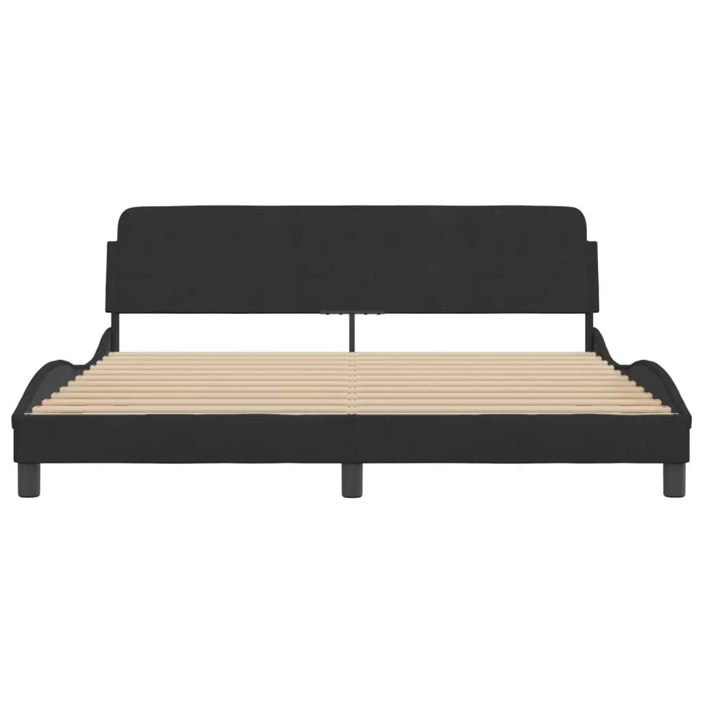 King Size Bed Frame 180x200 cm Black Velvet Headboard Upholstered Bedroom