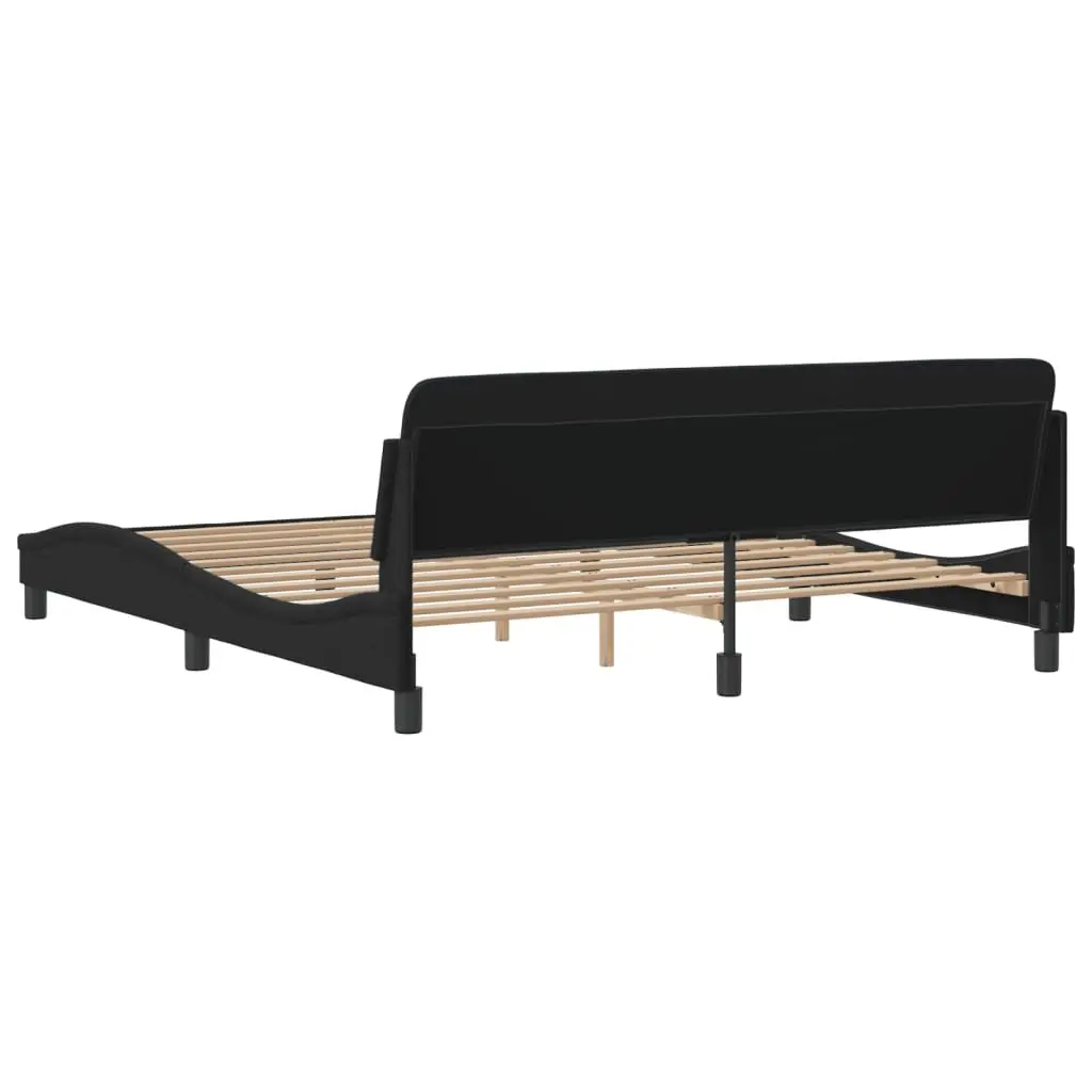 King Size Bed Frame 180x200 cm Black Velvet Headboard Upholstered Bedroom