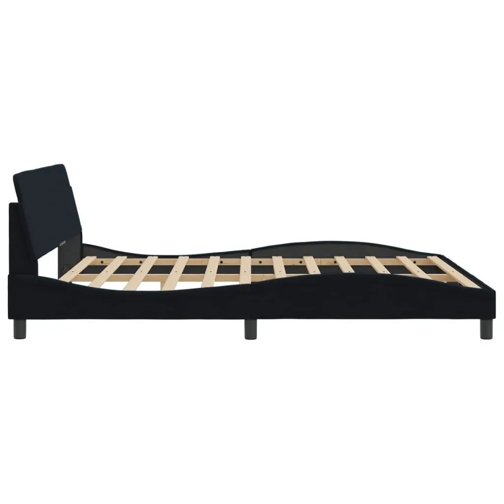 King Size Bed Frame 180x200 cm Black Velvet Headboard Upholstered Bedroom