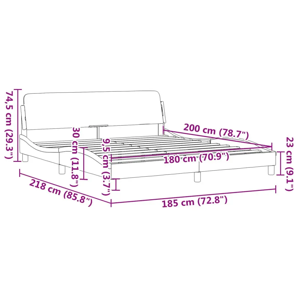 King Size Bed Frame 180x200 cm Black Velvet Headboard Upholstered Bedroom