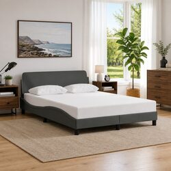 Durable and Comfortable Grey Fabric Double Bed Frame