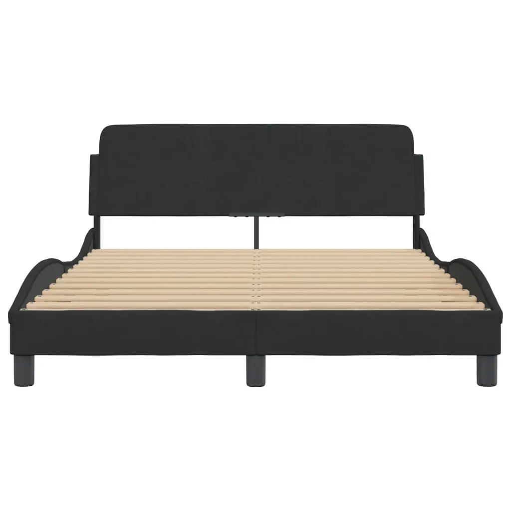 Double Bed Frame Black Velvet 137x190 cm Modern Bedroom Furniture