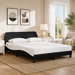 Reliable Double Bed Frame with Padded Headboard 137x190 cm
