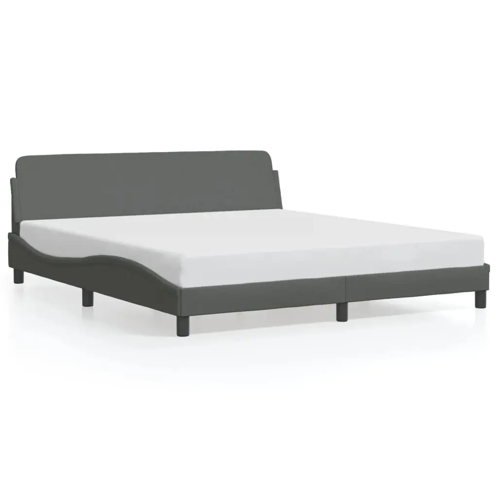 Queen Bed Frame Grey Fabric Headboard Modern Bedroom Furniture 152 x 203 cm