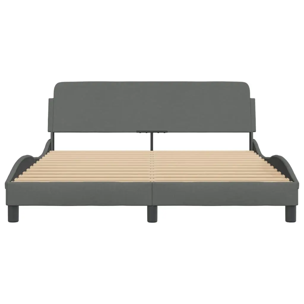 Queen Bed Frame Grey Fabric Headboard Modern Bedroom Furniture 152 x 203 cm