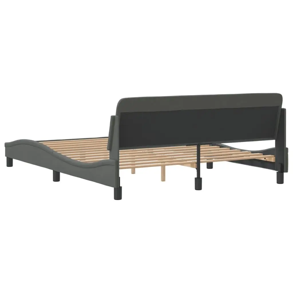 Queen Bed Frame Grey Fabric Headboard Modern Bedroom Furniture 152 x 203 cm