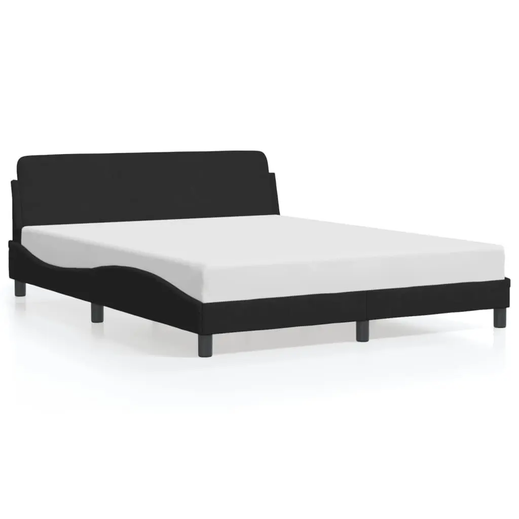 Black Velvet Queen Bed Frame with Strong Support