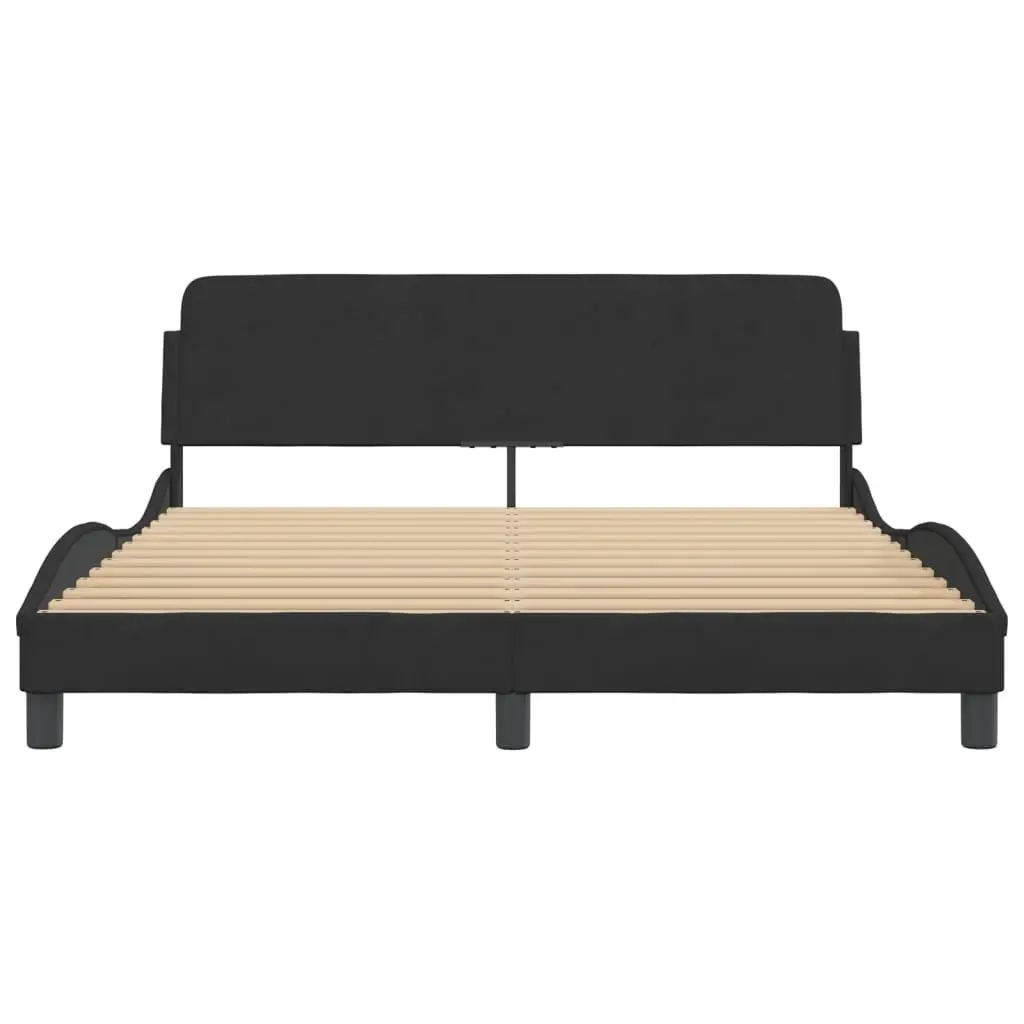 Black Velvet Queen Bed Frame with Strong Support