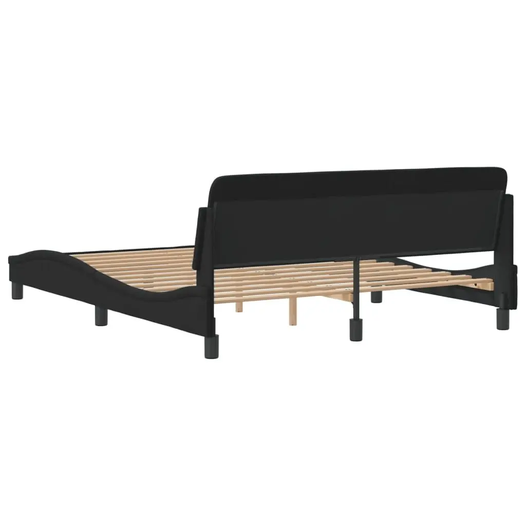 Black Velvet Queen Bed Frame with Strong Support