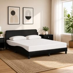 Reliable Black Faux Leather Queen Bed Frame for Comfort and Style