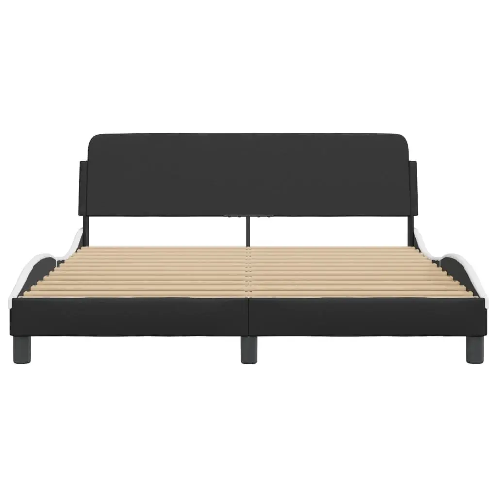 Queen Bed Frame Black Faux Leather Headboard Modern Bedroom Furniture 152x203cm
