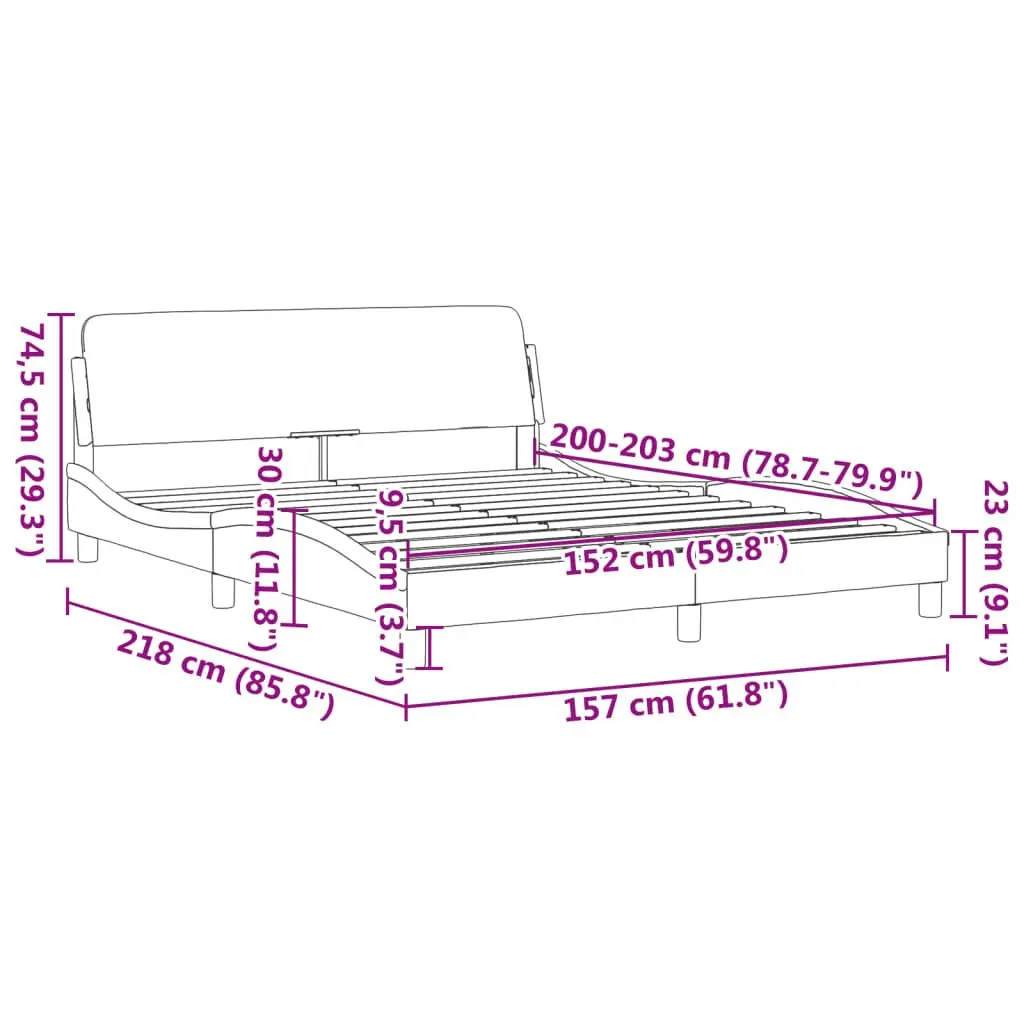 Queen Bed Frame Black Faux Leather Headboard Modern Bedroom Furniture 152x203cm