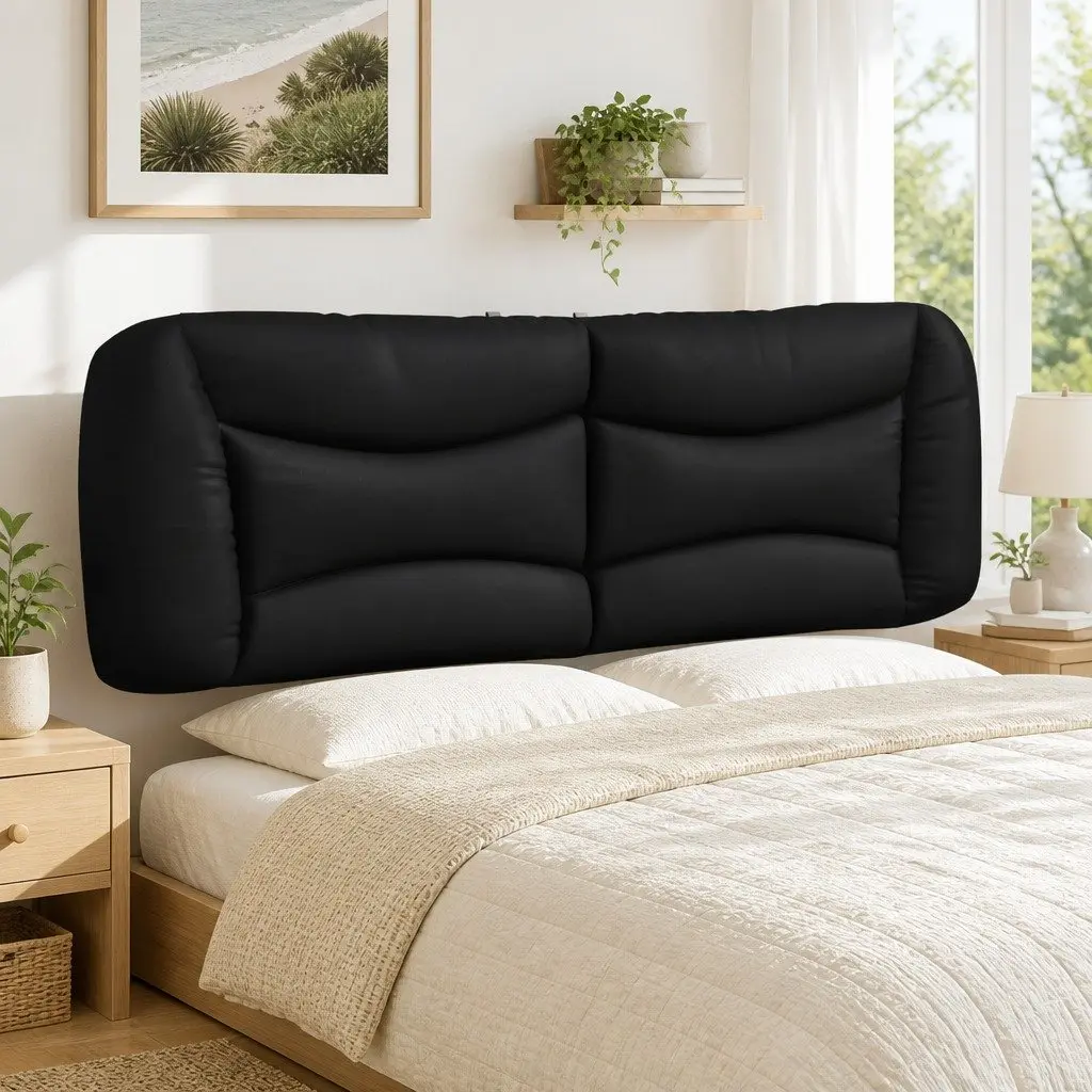 Black Faux Leather Cushion