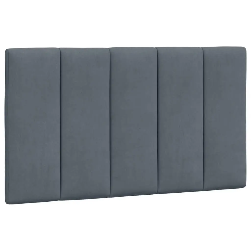 Headboard Cushion Wall Mount Upholstered Pillow Grey Velvet 90cm Bedroom Decor