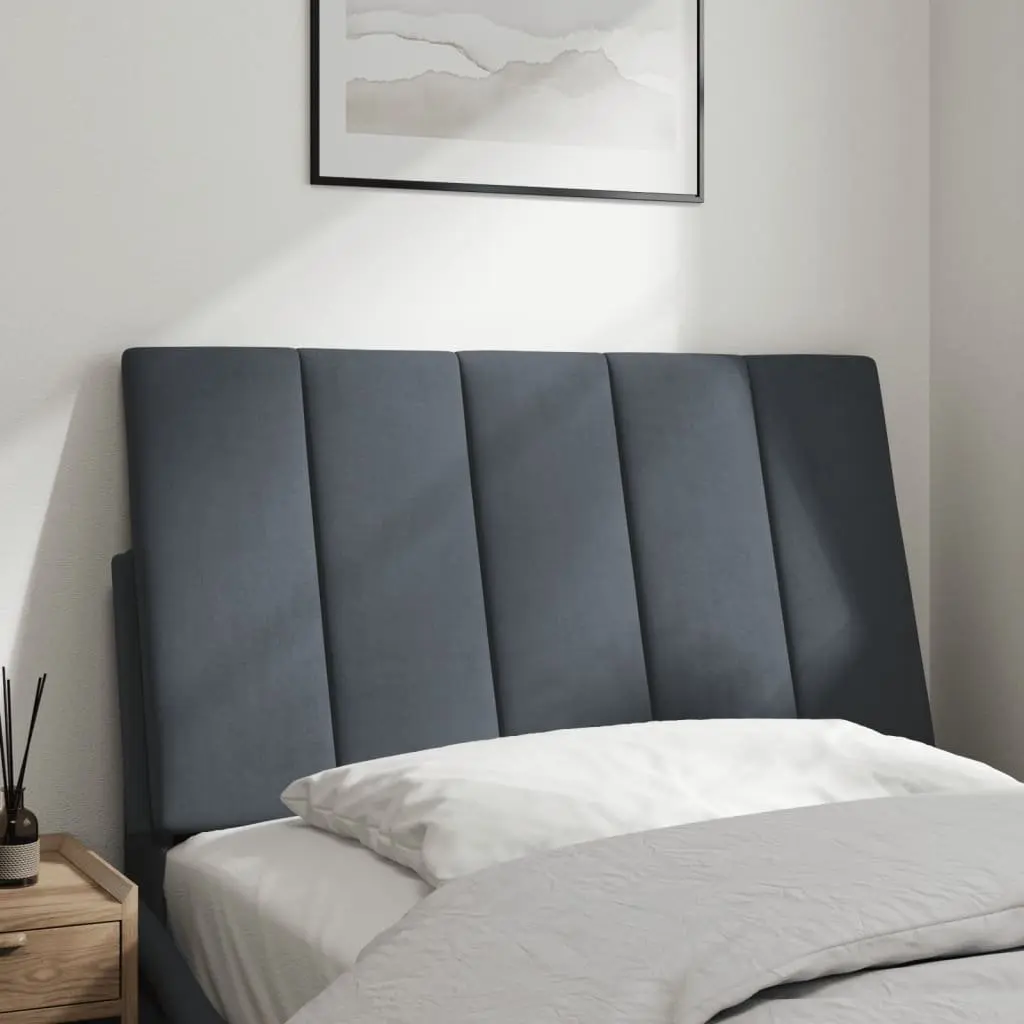 Headboard Cushion Wall Mount Upholstered Pillow Grey Velvet 90cm Bedroom Decor