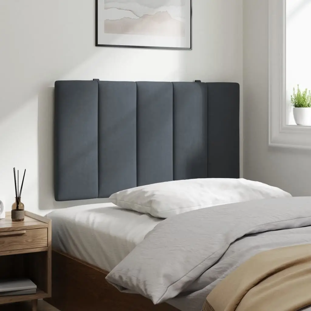Headboard Cushion Wall Mount Upholstered Pillow Grey Velvet 90cm Bedroom Decor