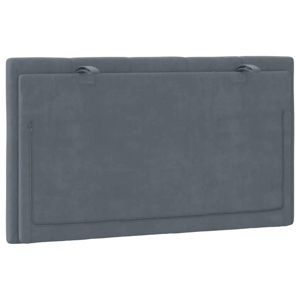 Headboard Cushion Wall Mount Upholstered Pillow Grey Velvet 90cm Bedroom Decor