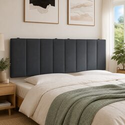 Headboard Cushion 153cm Grey Velvet Upholstered Bed Backrest Pillow Support