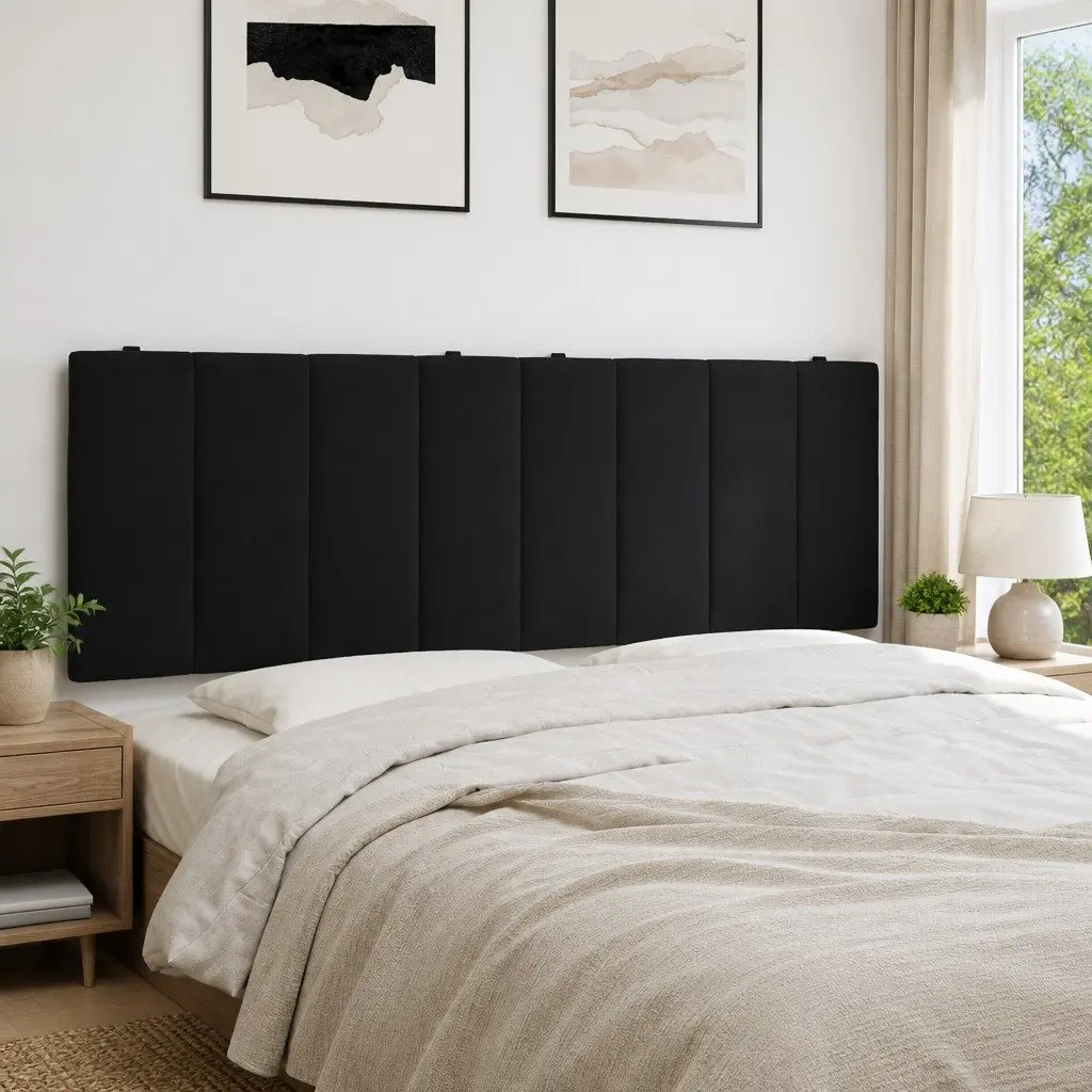 Headboard Cushion Velvet Support 153cm Black