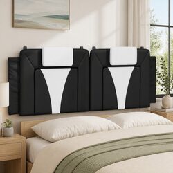 Headboard Cushion Wall Mounted Bed Pillow Upholstered Faux Leather 153cm Black