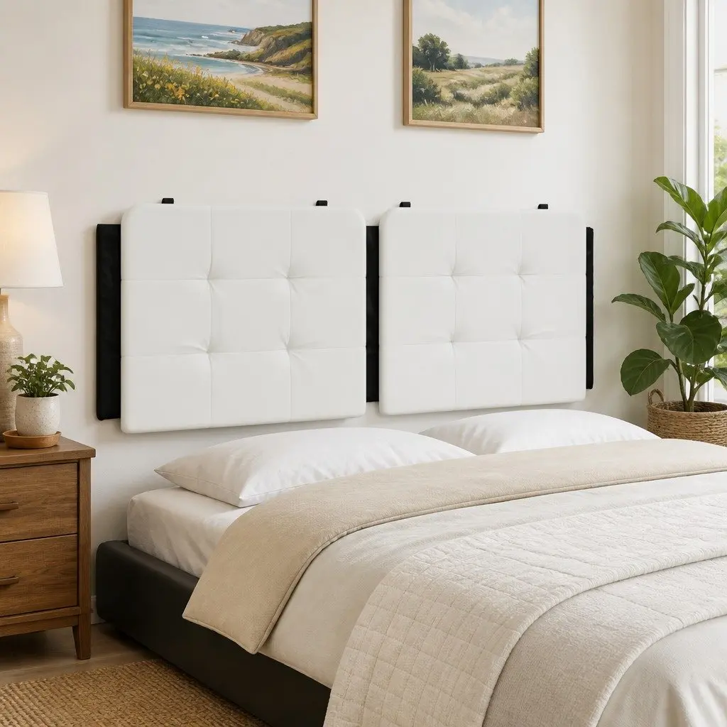 Headboard Cushion 137cm Double Bed Wall Mount Padded Pillow Black White Faux