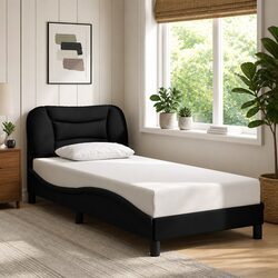 Reliable Black Fabric Bed Frame with Cushioned Support