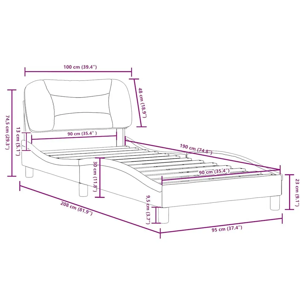 Black Fabric Bed Frame with Cushioned Support